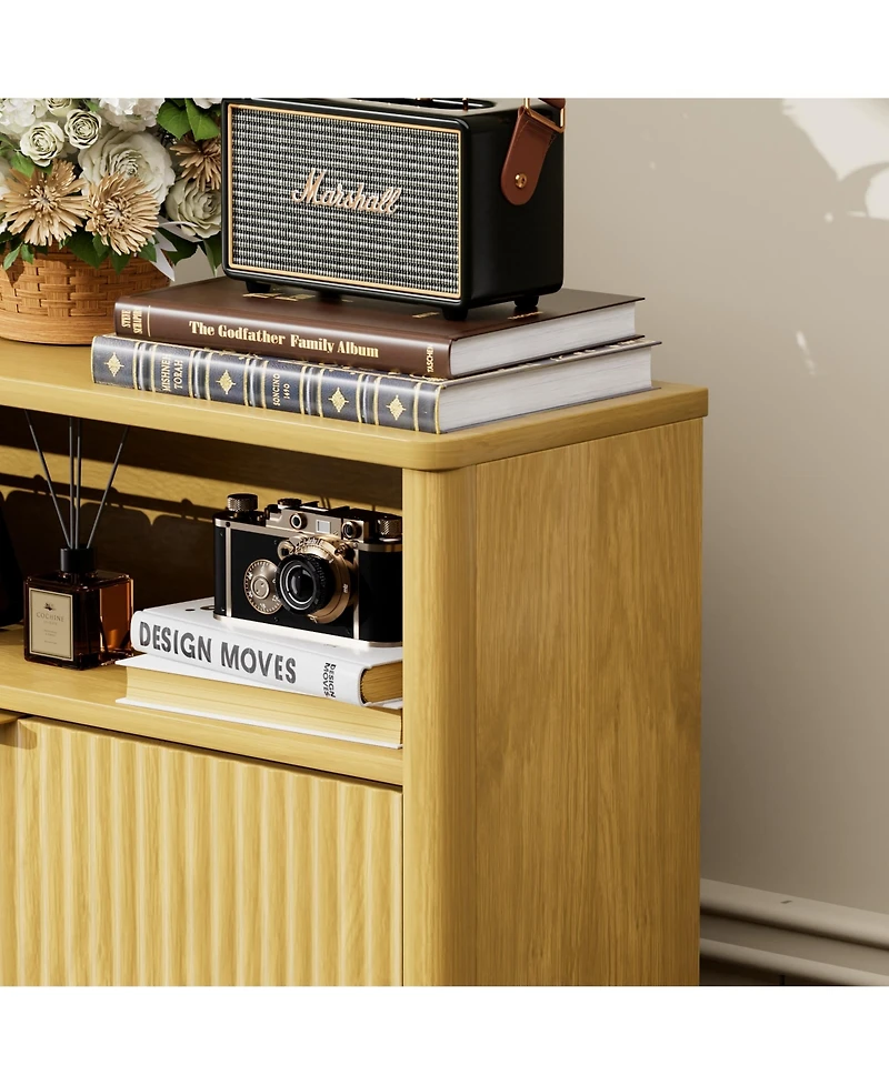 Clihome Shoes Storage Cabinet with 2 Flip Drawers, Tall Free Standing Shoe Organizer Rack