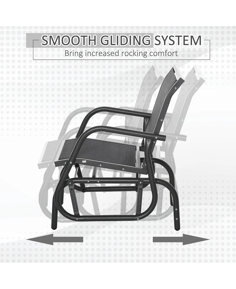 Clihome Porch Glider, Metal Frame Swing Glider Chair with Mesh Fabric, Curved