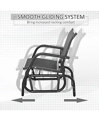 Clihome Porch Glider, Metal Frame Swing Glider Chair with Mesh Fabric, Curved