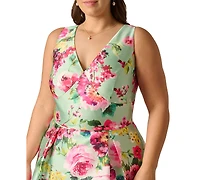 Adrianna Papell Plus Sleeveless High-Low Printed Dress
