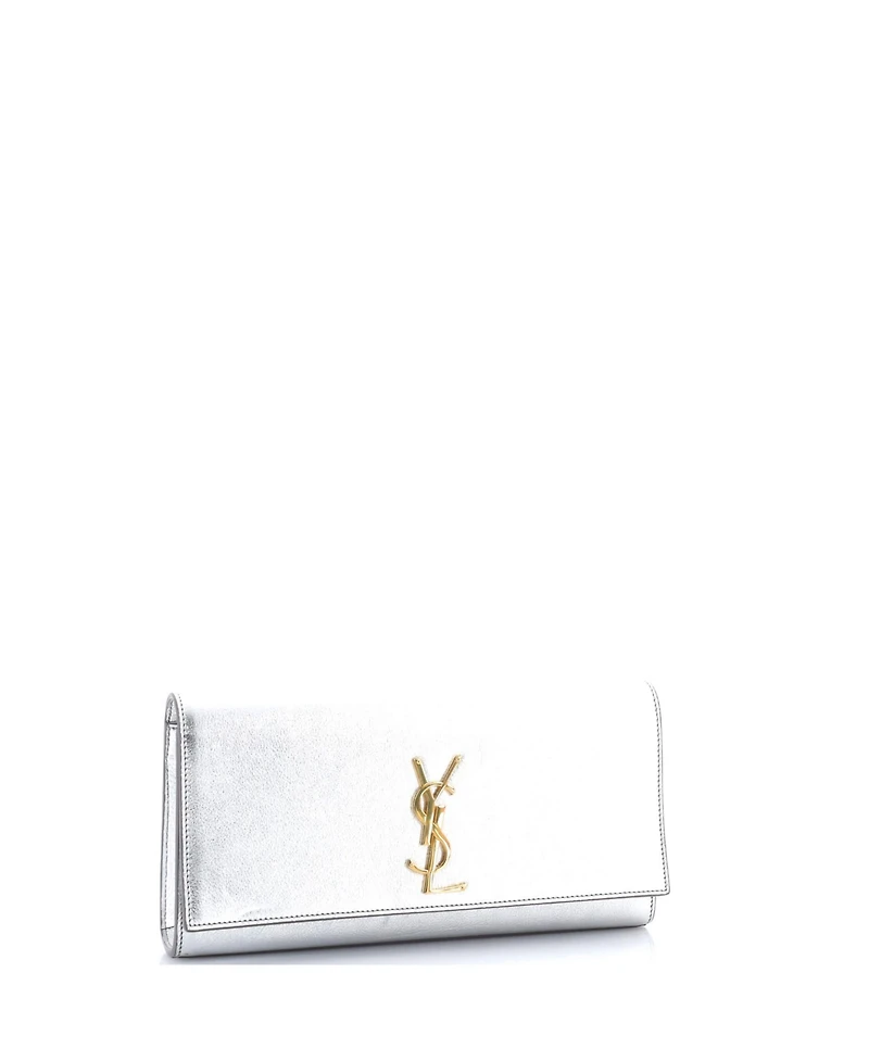 Pre-Owned Saint Laurent Long Classic Monogram Clutch Metallic Calfskin