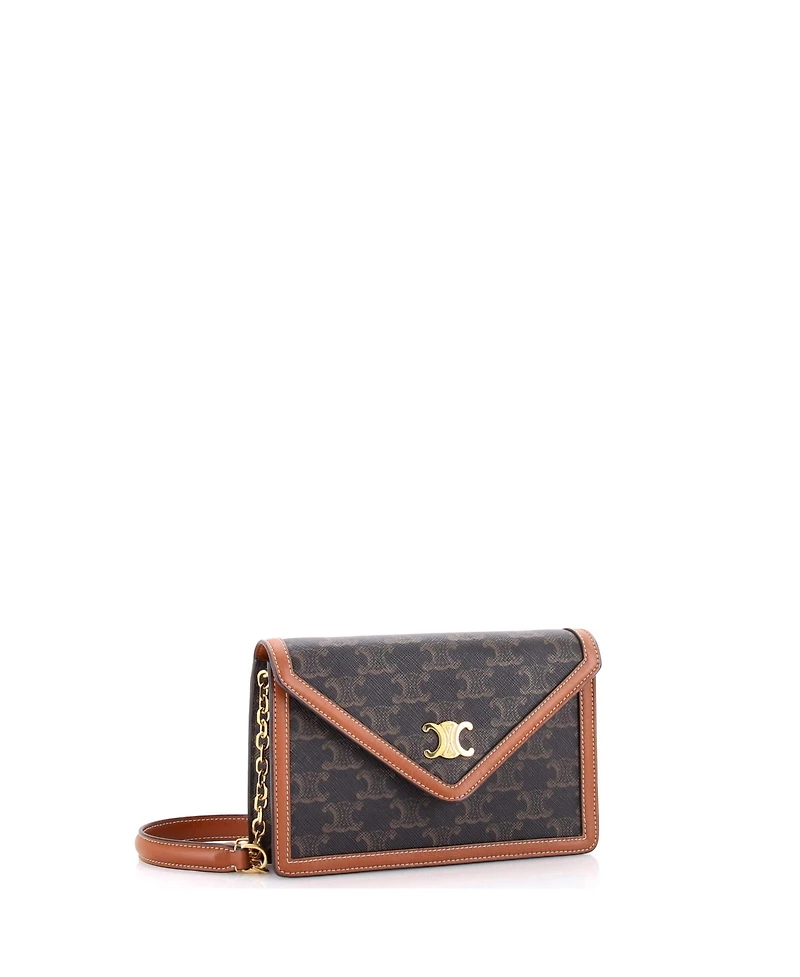 Pre-Owned Celine Margo Triomphe Wallet on Chain Triomphe Coated Canvas