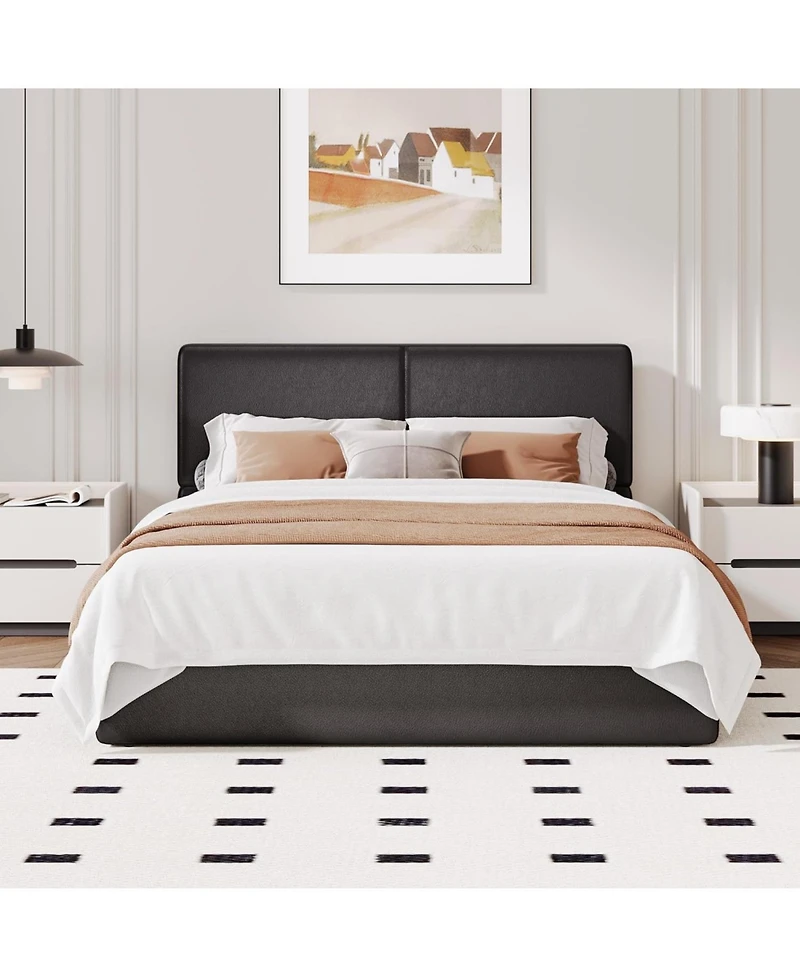 gaomon Full Upholstered Platform Bed Frame with Headboard, Strong Wood Slats Support, No Box Spring Needed