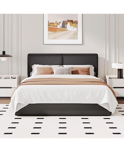 gaomon Full Upholstered Platform Bed Frame with Headboard, Strong Wood Slats Support, No Box Spring Needed