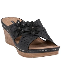Gc Shoes Women's Nylie Floral Slip-On Wedge Sandals