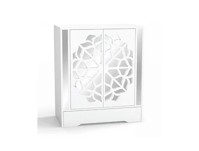 Slickblue Mirrored Shoe Cabinet 4-Tier Organizer with Large Drawer