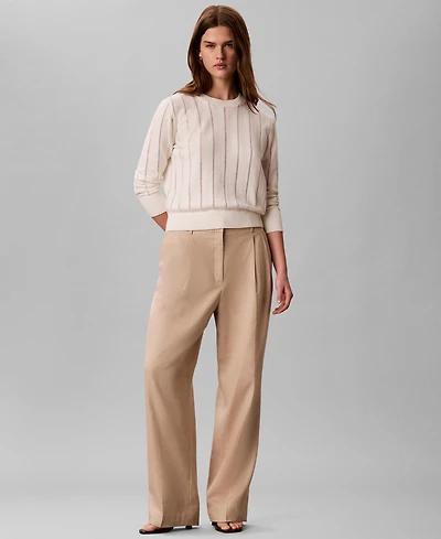 Calvin Klein Women's Wide-Leg Pleated Trousers