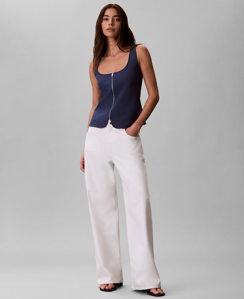 Calvin Klein Women's Sleeveless Scoop Neck Tailored Top