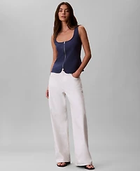 Calvin Klein Women's Sleeveless Scoop Neck Tailored Top