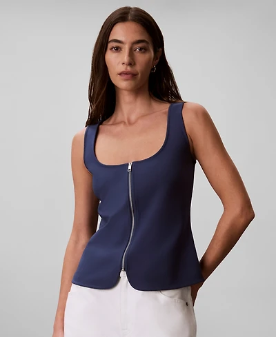 Calvin Klein Women's Sleeveless Scoop Neck Tailored Top