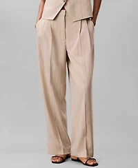 Calvin Klein Women's Mid-Rise Pinstripe Wide-Leg Pants