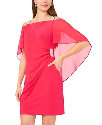 Msk Beaded-Strap Capelet-Back Dress