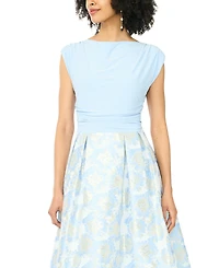 Msk Women's 3/4-Length-Sleeve Boat Neck Printed Jacket Dress