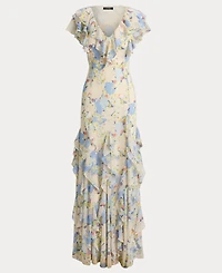 Lauren Ralph Women's Floral Print V-Neck Maxi Dress