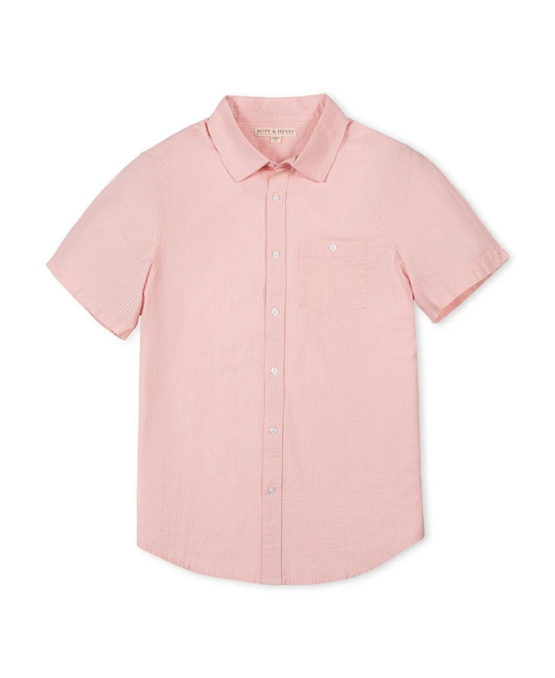 Hope & Henry Men's and Organic Short Sleeve Seersucker Shirt