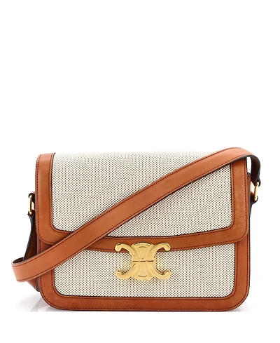 Pre-Owned Celine Medium Triomphe Shoulder Bag Canvas with Leather