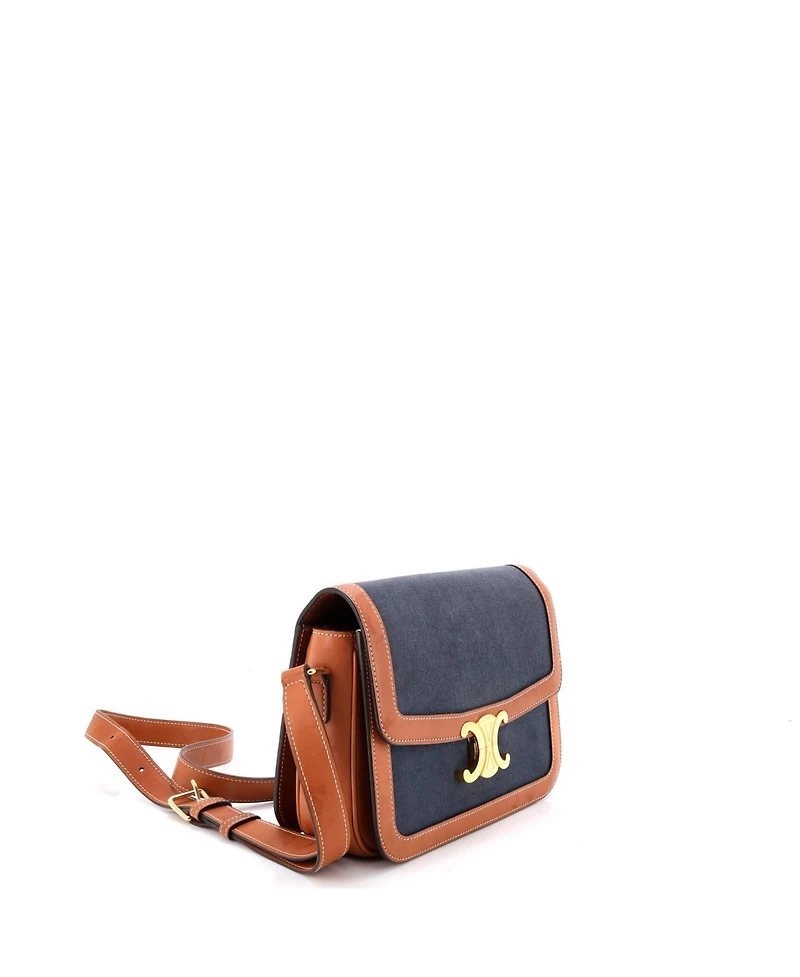 Pre-Owned Celine Medium Triomphe Shoulder Bag Canvas with Leather