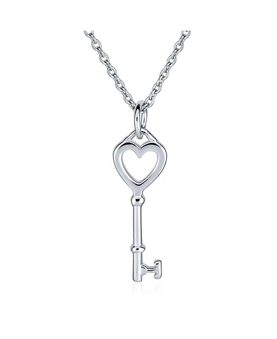 Bling Jewelry Romantic Key to Her Heart Pendant Necklace Gold Plated .925 Sterling Silver