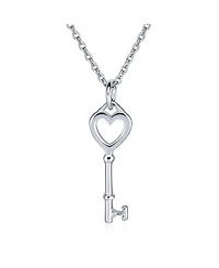 Bling Jewelry Romantic Key to Her Heart Pendant Necklace Gold Plated .925 Sterling Silver