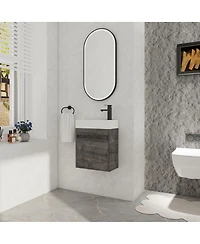 Sillysis 18" Wall Mounted Bathroom Vanity with Resin Sink, Soft Close Door & Ample Storage for Small Spaces