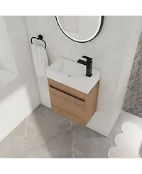 Sillysis 18" Wall Mounted Bathroom Vanity with Resin Sink, Soft Close Door & Ample Storage for Small Spaces