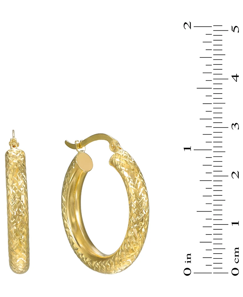 Macy's Diamond-Cut Hoop Earrings 4x25mm in 10k Yellow Gold