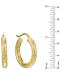 Macy's Diamond-Cut Hoop Earrings 4x25mm in 10k Yellow Gold