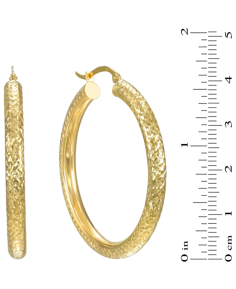 Macy's Diamond Cut Hoop Earrings in 10k Yellow Gold