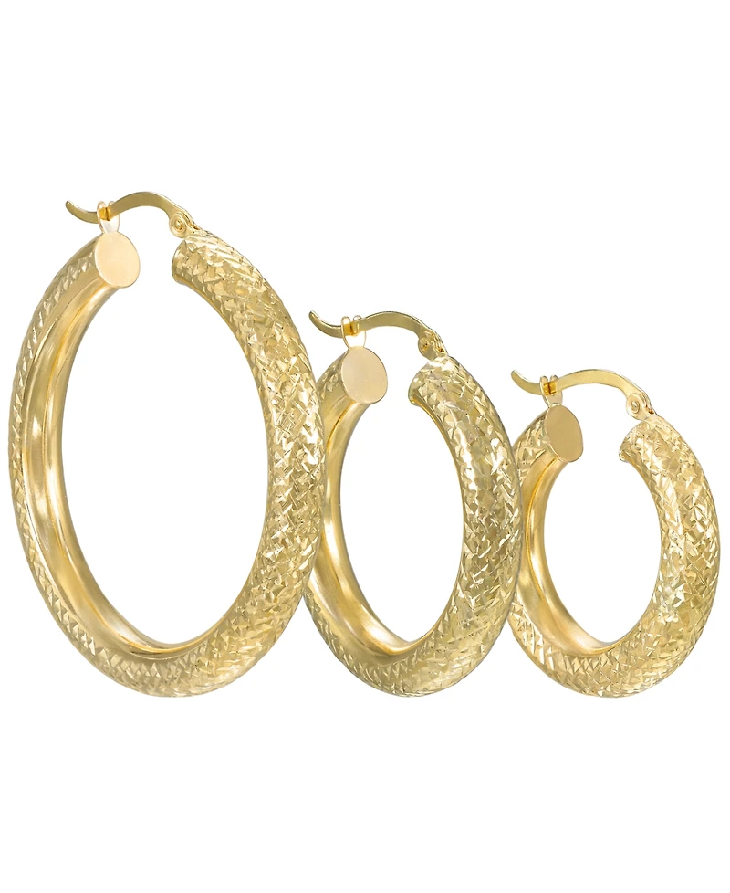 Macy's Diamond Cut Hoop Earrings in 10k Yellow Gold