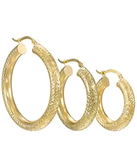 Macy's Diamond Cut Hoop Earrings in 10k Yellow Gold