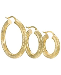 Macys Diamond Cut Hoop Earrings In 10k Yellow Gold