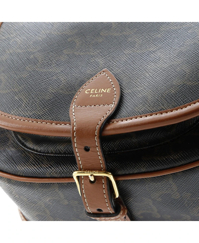 Pre-Owned Celine Medium Folco Bag Triomphe Coated Canvas