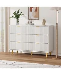 gaomon 39.4" Fluted Dresser for Bedroom with 6 Drawers, Modern Chest, Metal Handle, Closet Storage