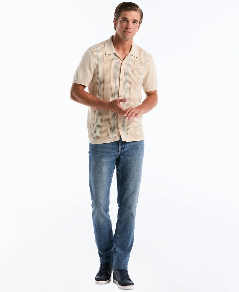 Original Penguin Men's Cotton Vertical Stripe Sweater