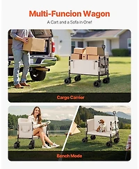 Sugift 2-in-1 Convertible Folding Wagon Bench with 550 lb Capacity & Adjustable Handle