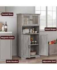 gaomon Storage Cabinets, 54 Inch Tall Hutch Bar Cabinet with Glass Doors and Adjustable Shelves