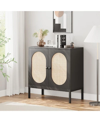 gaomon Modern Storage Cabinet with Fluted Glass Doors Adjustable Shelves and Durable Mdf for Dining and Living Room