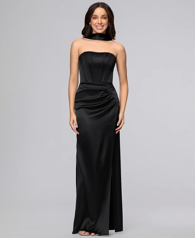 Blondie Nites Juniors' Strapless Sleeveless Gown