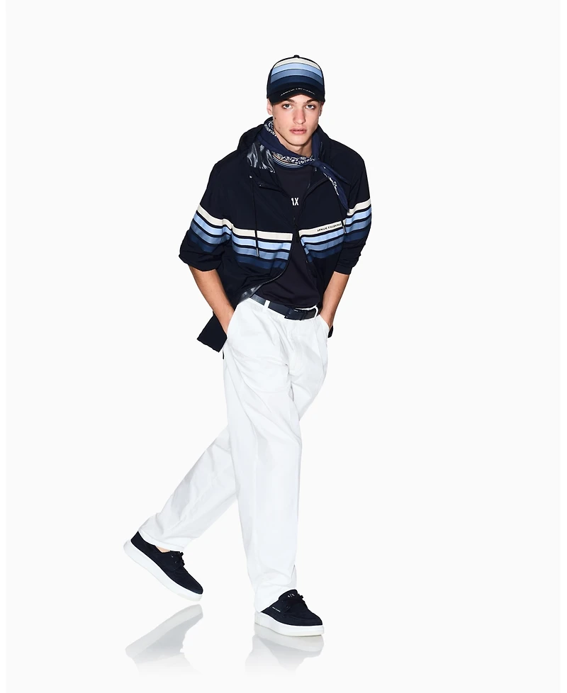 A|X Armani Exchange Men's Stretch Nylon 4 Stripes Windbreaker