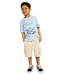 Kids Headquarters Boys' Toddler 2T-5T Short-Sleeve Fish T-Shirt and Poplin Cargo Shorts, 2-Piece Set