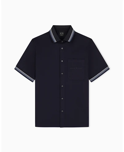 A|X Armani Exchange Men's Short Sleeve Twill Shirt with Tipping