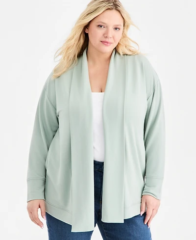 Style & Co Plus LuxSoft French Terry Cardigan, Macy's Exclusive