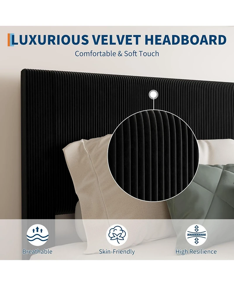 gaomon Twin Corduroy Upholstered Platform Bed Frame, Wooden Slats Support, Noise-Free, Easy Assembly