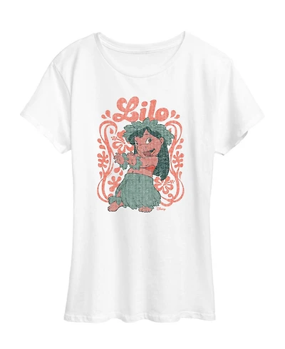 Hybrid Apparel Plus Lilo Stitch Floral Frame Graphic T-Shirt