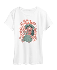 Hybrid Apparel Plus Lilo Stitch Floral Frame Graphic T-Shirt