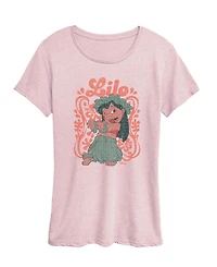 Hybrid Apparel Plus Lilo Stitch Floral Frame Graphic T-Shirt