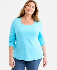 Style & Co Plus Scoop-Neck Long-Sleeve Top, Exclusively for Macy's