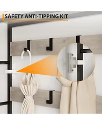 gaomon 36.4" Industrial Freestanding Hall Tree with Coat Rack, Bench and Shoe Storage