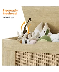 gaomon 30" Wooden Toy Chest and Storage Bench with Safety Hinge