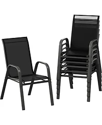 gaomon Patio Chairs Set of 6, Outdoor Stackable Dining Chairs with Textilene Fabric, All-Weather Deck Stacking Chairs with High Back for Backyard